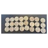 Mercury Dimes - 24 circulated coins, assorted dates