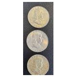 Benjamin Franklin Half Dollars - 1961, 1962, 1963 (Denver Mint, D)