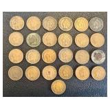 Indian Head Cent - 25 Coins Circulated, Varied Dates (1883-1907)