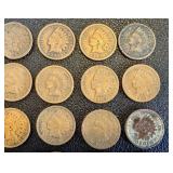 Indian Head Cent - 25 Coins Circulated, Varied Dates (1883-1907)