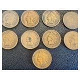 Indian Head Cent - 25 Coins Circulated, Varied Dates (1883-1907)