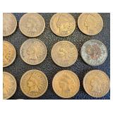 Indian Head Cent - 25 Coins Circulated, Varied Dates (1883-1907)