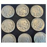 Buffalo Nickels - 25 Coins, Circulated, Mixed Dates (Indian Head Nickels)
