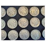 Buffalo Nickels - 25 Coins, Circulated, Mixed Dates (Indian Head Nickels)