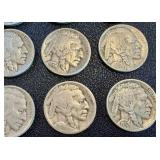Buffalo Nickels - 25 Coins, Circulated, Mixed Dates (Indian Head Nickels)