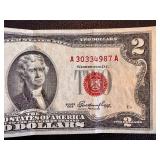 1953 Jefferson $2 Federal Reserve Note - Light Creases