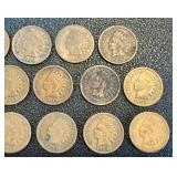 Indian Head Cent Coins - 24-Piece Lot (Lot of 24) - Mixed Dates, Circulated