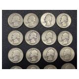 Washington Quarters 1934-1950 Set of 17 - Circulated, Sequential Dates