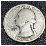 Washington Quarters 1934-1950 Set of 17 - Circulated, Sequential Dates