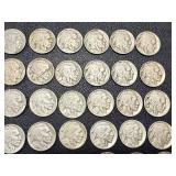 Buffalo Nickels - 55 Coins, Circulated, Dates Vary