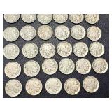 Buffalo Nickels - 55 Coins, Circulated, Dates Vary
