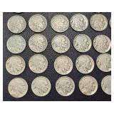 Buffalo Nickels - 55 Coins, Circulated, Dates Vary