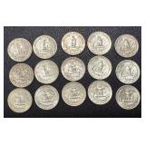 Washington Quarters - 1950-1964 Set of 15