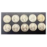 Washington Quarters 1935-1937 (10 Coins) Circulated