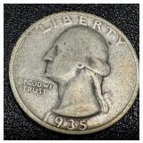 Washington Quarters 1935-1937 (10 Coins) Circulated
