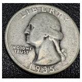Washington Quarters 1935-1937 (10 Coins) Circulated