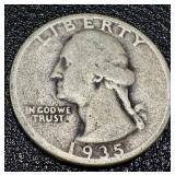 Washington Quarters 1935-1937 (10 Coins) Circulated