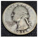 Washington Quarters 1935-1937 (10 Coins) Circulated
