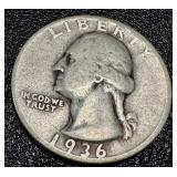 Washington Quarters 1935-1937 (10 Coins) Circulated