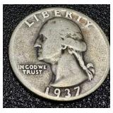 Washington Quarters 1935-1937 (10 Coins) Circulated