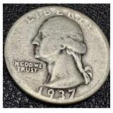 Washington Quarters 1935-1937 (10 Coins) Circulated