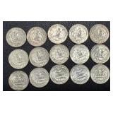 Washington Quarters 1950-1964 - 15 Coins Circulated
