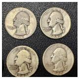 Washington Quarters - 15 Coins, 1941-1949 (No 1944; 1945 duplicates)