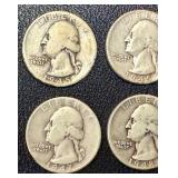 Washington Quarters - 15 Coins, 1941-1949 (No 1944; 1945 duplicates)