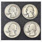 1934 Washington Quarters - 4 Coins
