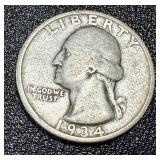 1934 Washington Quarters - 4 Coins