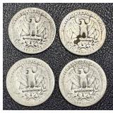 1934 Washington Quarters - 4 Coins