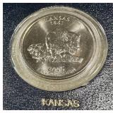 2005 State Quarter Collection Denver Mint - 5 Coins in Box (KS MN WV CA OR)