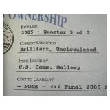 2005 State Quarter Collection Denver Mint - 5 Coins in Box (KS MN WV CA OR)