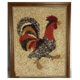 Vintage Framed Mosaic Seed Art/Crop Art Rooster