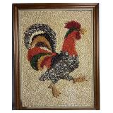Vintage Framed Mosaic Seed Art/Crop Art Rooster