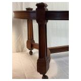 Gabberts Wooden Coffee Table on Wheels with Oval Glass Top