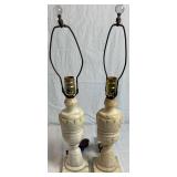 Pair of Vintage Italian Hand Carved Alabaster Table Lamps