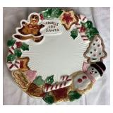 Fitz and Floyd Vegetable Garden Basket Relish Tray and Large Tray, Nutcracker Sweets Cookie Plate and Kringle Santa Claus Cookie Jar