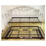 Vintage White Metal Daybed with Trundle
