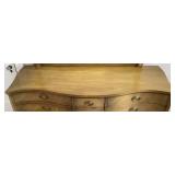 Drexel Curved Front 12 Drawer Champagne Triple Dresser with Mirror plus Matching Full Size Bed with Headboard & Footboard