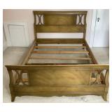 Drexel Curved Front 12 Drawer Champagne Triple Dresser with Mirror plus Matching Full Size Bed with Headboard & Footboard