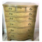 Drexel Mid Century Curved Front 5 Drawer Tallboy Dresser