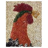Vintage Framed Mosaic Seed Art/Crop Art Rooster