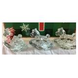 Christmas Collection of Vintage Ornaments, Goebel Rocking Horses, David Frykman Santa and John Huras Glass Santa
