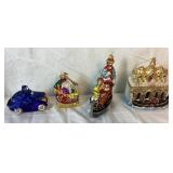 Christmas Collection of Vintage Ornaments, Goebel Rocking Horses, David Frykman Santa and John Huras Glass Santa
