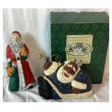 Christmas Collection of Vintage Ornaments, Goebel Rocking Horses, David Frykman Santa and John Huras Glass Santa