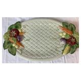 Fitz and Floyd Vegetable Garden Basket Relish Tray and Large Tray, Nutcracker Sweets Cookie Plate and Kringle Santa Claus Cookie Jar