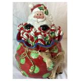 Fitz and Floyd Vegetable Garden Basket Relish Tray and Large Tray, Nutcracker Sweets Cookie Plate and Kringle Santa Claus Cookie Jar