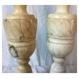 Pair of Vintage Italian Hand Carved Alabaster Table Lamps
