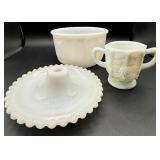 Vintage Milk Glass Collection includes 6 Hand Painted Pierced Plates and More